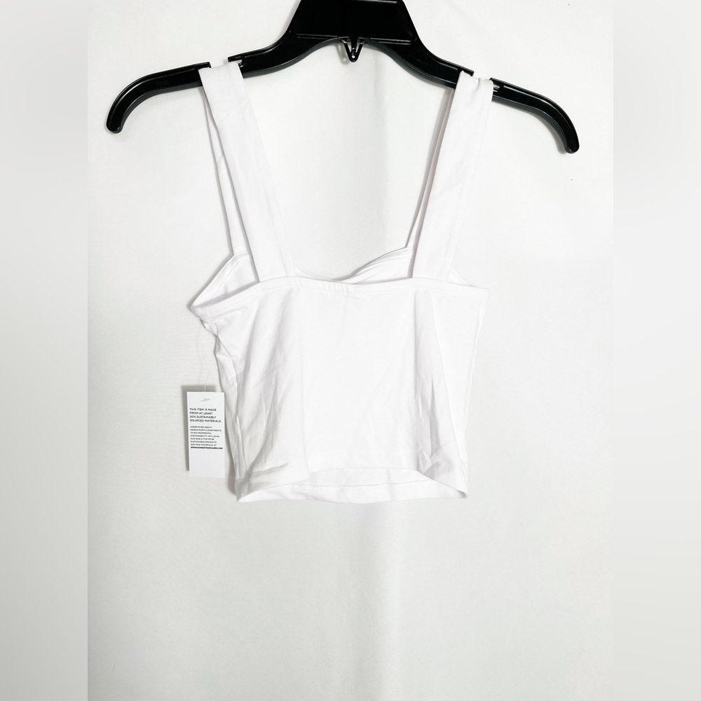 NWT BP. Square Neck Organic Cotton Blend Crop Tank in White - Picture 3 of 4